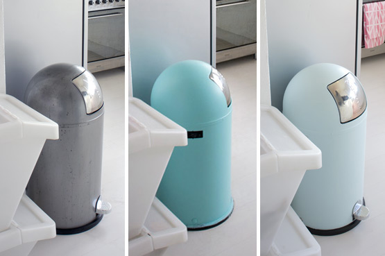 JOELIX.com | Before & after Wesco Kickboy waste bin turquoise iceblue mint