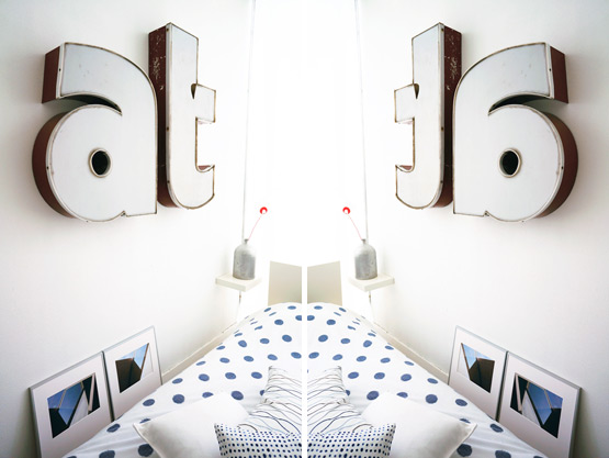 JOELIX.com | Studio Sapique featured in Mako Living Israel - guestroom with vintage letters
