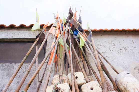 JOELIX.com | oyster buoys with flags