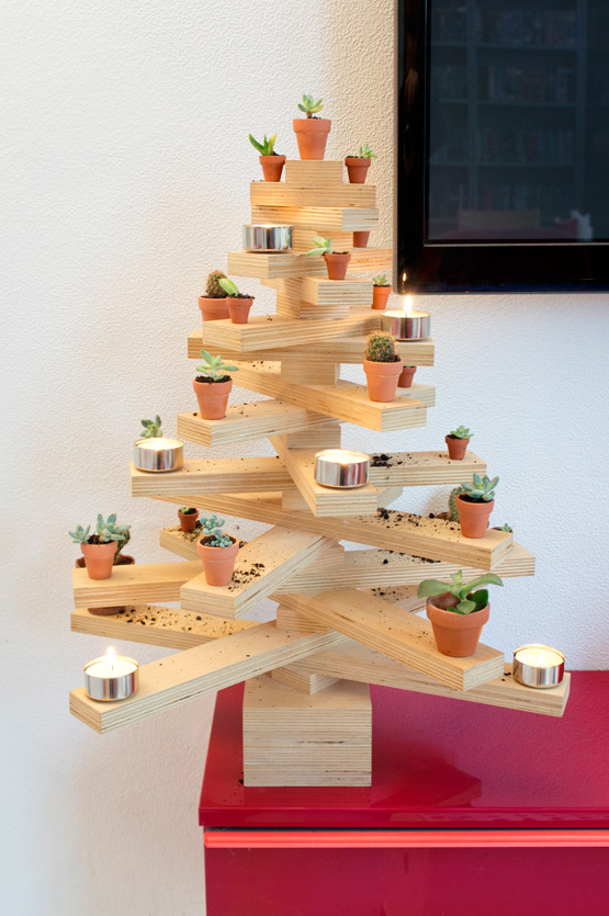 JOELIX.com | Plywood Christmas tree with succulents and cacti